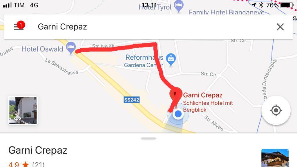 مبيت وإفطار سيلفا دي فال جاردينا Garni Crepaz المظهر الخارجي الصورة